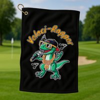 Velocirapper Dinosaur Velociraptor Rapping Golf Towel
