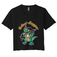 Velocirapper Dinosaur Velociraptor Rapping Women's Crop Top Tee