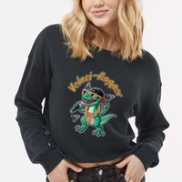 Velocirapper Dinosaur Velociraptor Rapping Cropped Pullover Crew