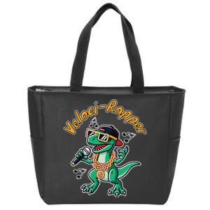 Velocirapper Dinosaur Velociraptor Rapping Zip Tote Bag