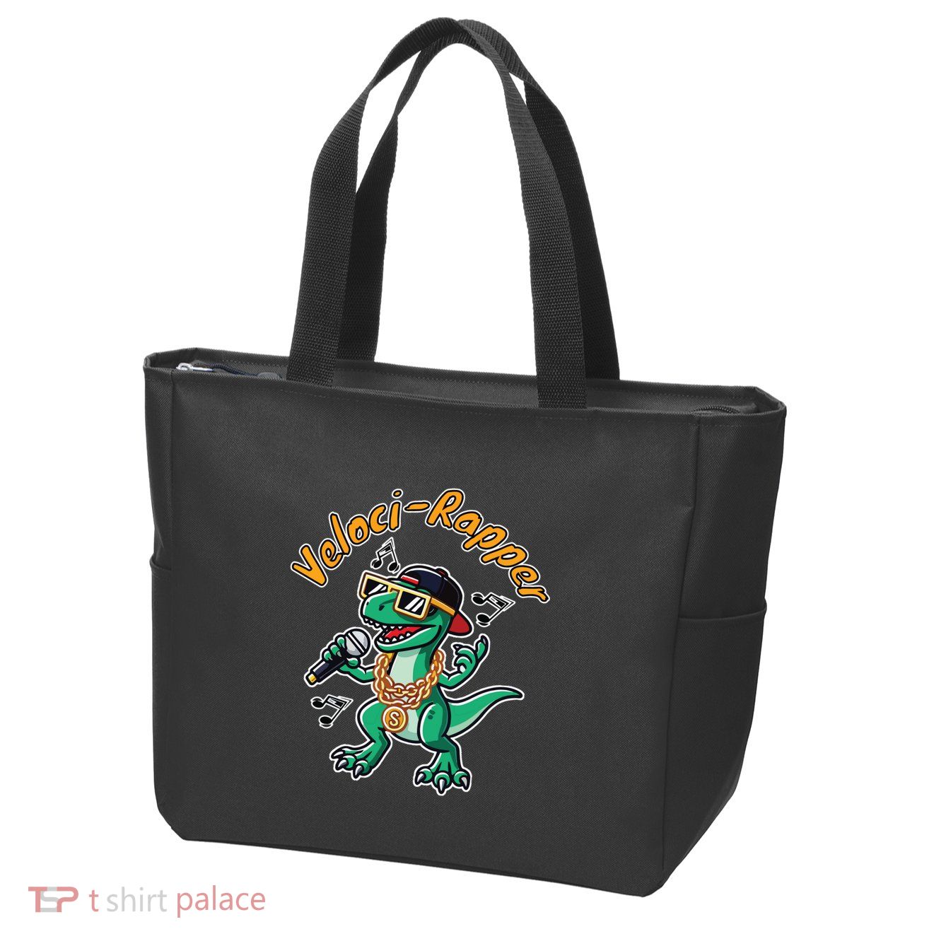 Velocirapper Dinosaur Velociraptor Rapping Zip Tote Bag