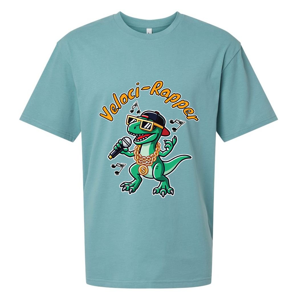 Velocirapper Dinosaur Velociraptor Rapping Sueded Cloud Jersey T-Shirt