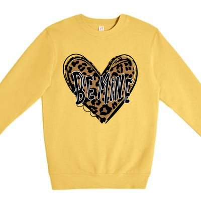 Valentine's Day Vintage Be Mine Leopard Heart Gift Premium Crewneck Sweatshirt