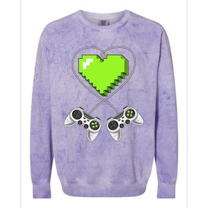 Valentine's Day Video Game Controller Heart Gamer Gifts Love Colorblast Crewneck Sweatshirt