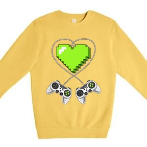 Valentine's Day Video Game Controller Heart Gamer Gifts Love Premium Crewneck Sweatshirt