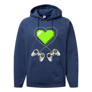 Valentine's Day Video Game Controller Heart Gamer Gifts Love Performance Fleece Hoodie