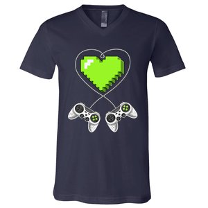 Valentine's Day Video Game Controller Heart Gamer Gifts Love V-Neck T-Shirt