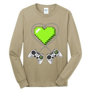 Valentine's Day Video Game Controller Heart Gamer Gifts Love Tall Long Sleeve T-Shirt