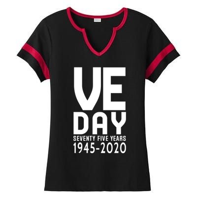 Ve Day Victory In Europe 75 Year Anniversary Gift Ladies Halftime Notch Neck Tee