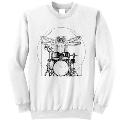 Vitruvian Drummer Vitruvian Man Drummer Drum Set Sweatshirt