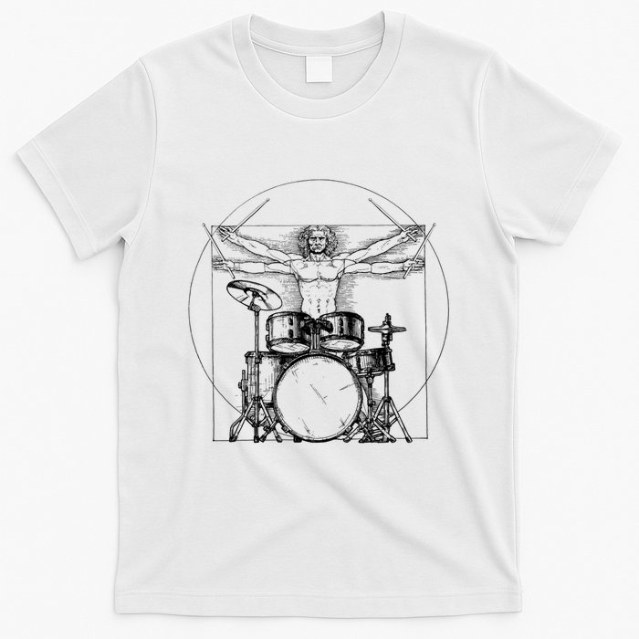 Vitruvian Drummer Vitruvian Man Drummer Drum Set T-Shirt