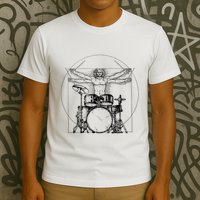 Vitruvian Drummer Vitruvian Man Drummer Drum Set T-Shirt