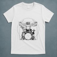 Vitruvian Drummer Vitruvian Man Drummer Drum Set T-Shirt