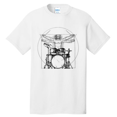 Vitruvian Drummer Vitruvian Man Drummer Drum Set Tall T-Shirt