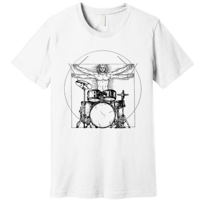 Vitruvian Drummer Vitruvian Man Drummer Drum Set Premium T-Shirt