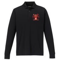 Valentines Day Wiener Dog Dachshund Valentine Hearts Doxie Gift Performance Long Sleeve Polo