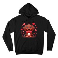 Valentines Day Wiener Dog Dachshund Valentine Hearts Doxie Gift Hoodie