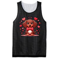 Valentines Day Wiener Dog Dachshund Valentine Hearts Doxie Gift Mesh Reversible Basketball Jersey Tank