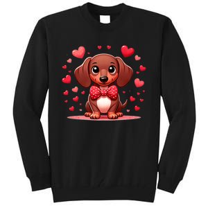 Valentines Day Wiener Dog Dachshund Valentine Hearts Doxie Gift Tall Sweatshirt