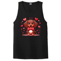 Valentines Day Wiener Dog Dachshund Valentine Hearts Doxie Gift PosiCharge Competitor Tank