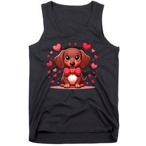 Valentines Day Wiener Dog Dachshund Valentine Hearts Doxie Gift Tank Top