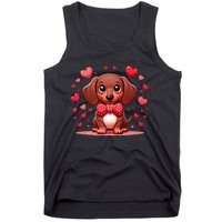 Valentines Day Wiener Dog Dachshund Valentine Hearts Doxie Gift Tank Top