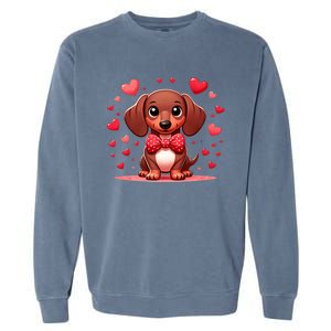 Valentines Day Wiener Dog Dachshund Valentine Hearts Doxie Gift Garment-Dyed Sweatshirt