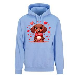 Valentines Day Wiener Dog Dachshund Valentine Hearts Doxie Gift Unisex Surf Hoodie