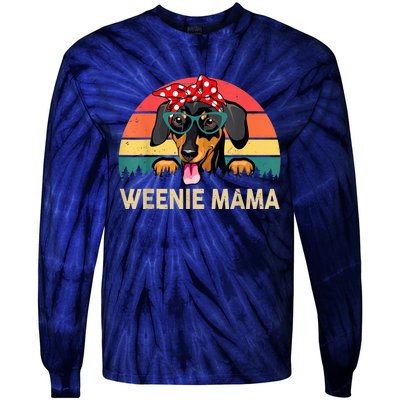 Vintage Dachshund Weenie Cute Mama Weiner Dog Mom Gift Tie-Dye Long Sleeve Shirt