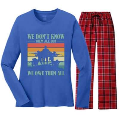 Veterans Day We Dont Know Them All But We Owe Them All Cool Gift Women's Long Sleeve Flannel Pajama Set 