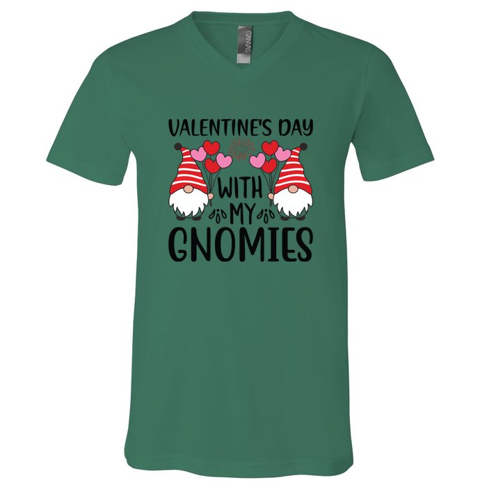 Valentine's Day With My Gnomies Gift V-Neck T-Shirt