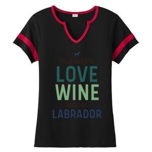 Valentine's Day Wine Lover And Labrador Dog Owner Gift Ladies Halftime Notch Neck Tee