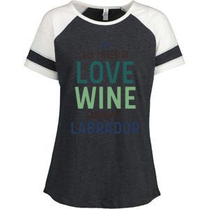 Valentine's Day Wine Lover And Labrador Dog Owner Gift Enza Ladies Jersey Colorblock Tee