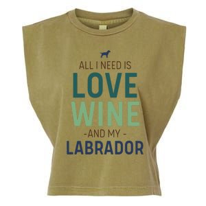 Valentine's Day Wine Lover And Labrador Dog Owner Gift Garment-Dyed Women's Muscle Tee