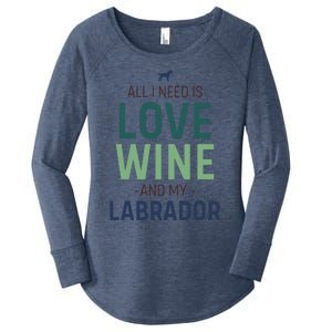 Valentine's Day Wine Lover And Labrador Dog Owner Gift Women's Perfect Tri Tunic Long Sleeve Shirt