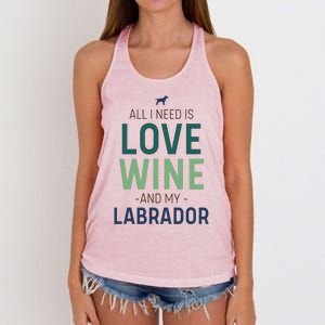 Valentine's Day Wine Lover And Labrador Dog Owner Gift Women's Knotted Racerback Tank