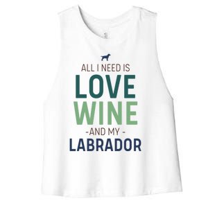 Valentine's Day Wine Lover And Labrador Dog Owner Gift Women's Racerback Cropped Tank