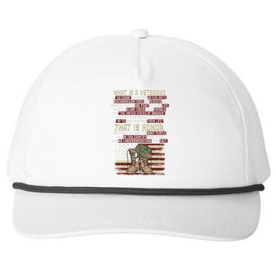 Veterans Day What Is A Veteran That Is Honor Army Grandpa Cool Gift Snapback Five-Panel Rope Hat