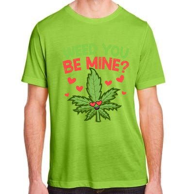 Valentine's Day Weed You Be Mine Cute Weed Marijuana Hearts Funny Gift Adult ChromaSoft Performance T-Shirt