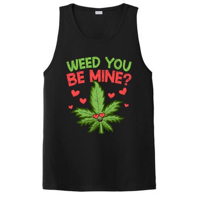 Valentine's Day Weed You Be Mine Cute Weed Marijuana Hearts Funny Gift PosiCharge Competitor Tank