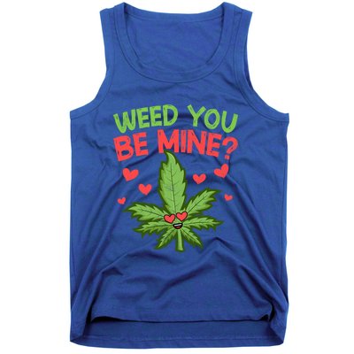 Valentine's Day Weed You Be Mine Cute Weed Marijuana Hearts Funny Gift Tank Top