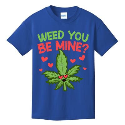 Valentine's Day Weed You Be Mine Cute Weed Marijuana Hearts Funny Gift Kids T-Shirt