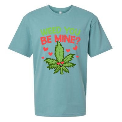 Valentine's Day Weed You Be Mine Cute Weed Marijuana Hearts Funny Gift Sueded Cloud Jersey T-Shirt