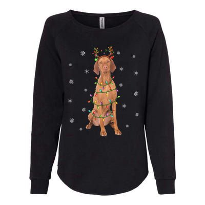 Vizsla Dog Xmas Lighting Reindeer Hat Vizsla Christmas Gift Womens California Wash Sweatshirt