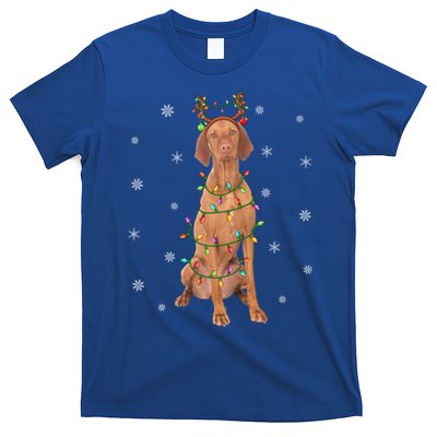 Vizsla Dog Xmas Lighting Reindeer Hat Vizsla Christmas Gift T-Shirt