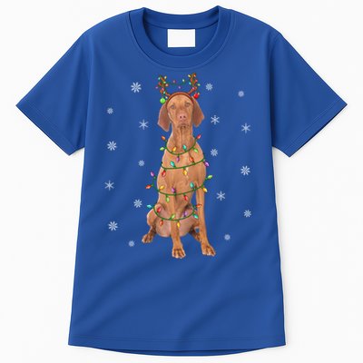 Vizsla Dog Xmas Lighting Reindeer Hat Vizsla Christmas Gift Tall T-Shirt