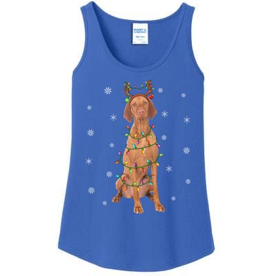 Vizsla Dog Xmas Lighting Reindeer Hat Vizsla Christmas Gift Ladies Essential Tank