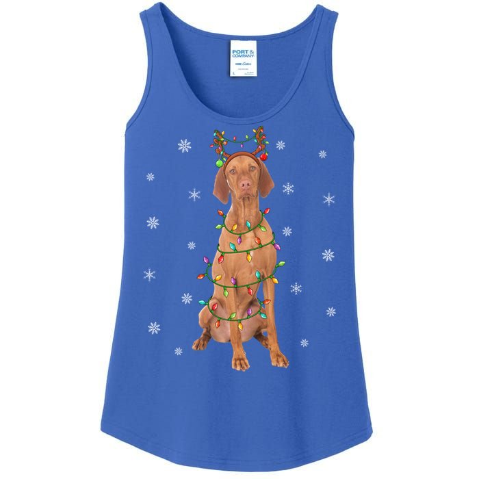 Vizsla Dog Xmas Lighting Reindeer Hat Vizsla Christmas Gift Ladies Essential Tank