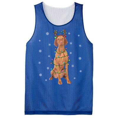 Vizsla Dog Xmas Lighting Reindeer Hat Vizsla Christmas Gift Mesh Reversible Basketball Jersey Tank