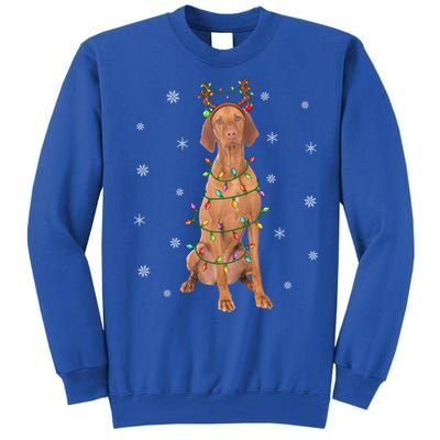 Vizsla Dog Xmas Lighting Reindeer Hat Vizsla Christmas Gift Tall Sweatshirt